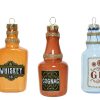 3 styk flasker i glas til ophæng på juletræ med gin, whiskey og cognac