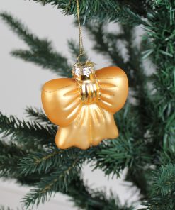 Alternative view of Glasfigur als Schleife, Gold Weihnachtsbaumschmuck, matt mit Glitzer