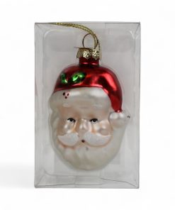 glasfigur som julemandshoved er sjov juletræspynt der måler 5 centimeter i diameter