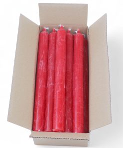 kasse med 20 styk rustikke gennemfarvede stagelys på 25 centimeter