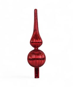 31 centimeter blank rød glas spir med glitter striber