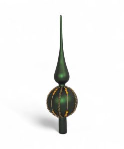 ø8 grønt topspir til juletræ i mat emalje glas på 31 centimeter