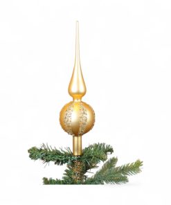 31 centimeter mat guldfarvet glas spir med glitter striber