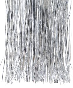 krøllet glitrende lamettastrimler i sølv på 50 centimeter til juletræet