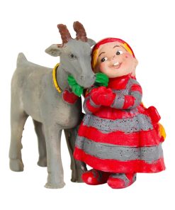 babynisse pige med en stående grå gedebuk