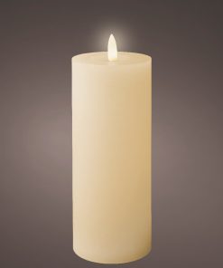 19 centimeter højt råhvid rustikt led bloklys med bevægelig flamme