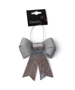 sløjfe i plastik sølv farvet færdigfoldede klar til dekorationer