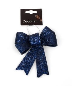 blå plastik sløjfe med   glimmer færdigfoldede klar som julepynt