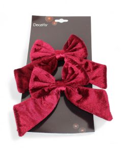 to bordeaux velour sløjfer på 17 centimeter