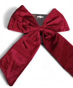 stor bundet velour sløjfe i bordeaux på 35 centimeter