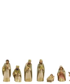 krybbespil med 8 religiøse figurer op til 9 centimeter i lyse farver