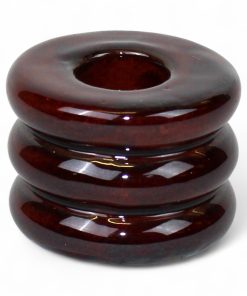 mørkebrun lysestage med tre riller til 2.2 centimeter stearinlys I brændte farver