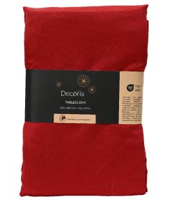 rød 180 x 140 centimeter lang jule dug i rød med stjerne mønster