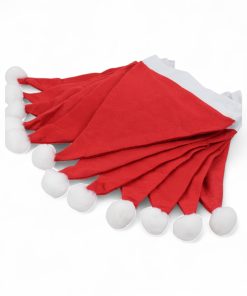 12 styk røde og hvide billige nissehuer til børn som er 58 centimeter i omkreds og 40 centimeter lang