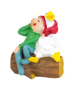 Alternative view of Brammingwichtel mit Gans auf Baumstamm, 8 cm.