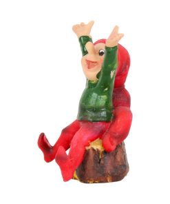 Alternative view of Brammingnisse med armene i vejret på træstub, 8 cm.