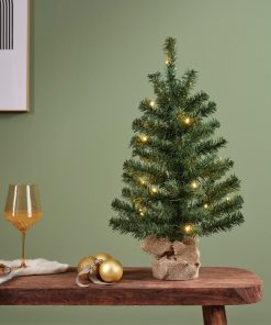 Alternative view of Kunstigt juletræ i jutepotte til indendørs brug med LED. Højde 45 cm.