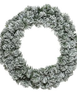 kunstig gran krans med snedrys diameter 50 centimeter til juledekorationer