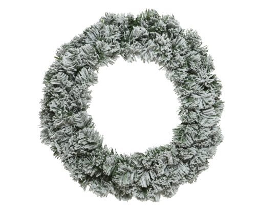 kunstig gran krans med snedrys diameter 50 centimeter til juledekorationer