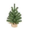 kunstigt grønt juletræ i jutepotte der måler 35 centimeter og diameter 25 centimeter