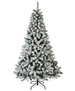 kunstig indendørs juletræ med sne der måler 150 centimeter og diameter på 96 centimeter