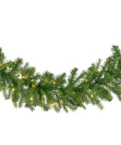 kunstig grøn granranke med led timer og blinkefunktioner på 270 centimeter
