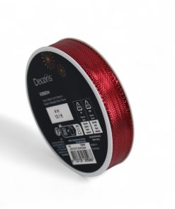 rød dekorationsbånd med glitter og metaltråd til dekorationer bredde 1,5 centimeter|røde gavebånd og dekorationsbånd i forskellige bredder og længder