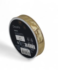 guld dekorationsbånd med glitter og metaltråd til dekorationer bredde 1,5 centimeter|guldfarvede gavebånd og dekorationsbånd i forskellige bredder og længder