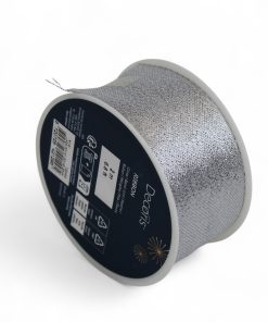 sølv dekorationsbånd med glitter og metaltråd til dekorationer bredde 4,0 centimeter|sølvfarvede gavebånd og dekorationsbånd i forskellige bredder og længder