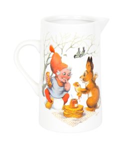 kande af porcelæn med motiv af vilhlem hansen nisser og dyr på begge sider kan indeholde 80 centiliter