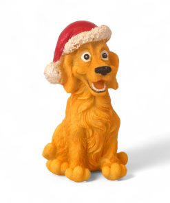 golden retriever hund med nissehue højde 8 centimeter