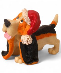 basset hund med nissehue højde 8 centimeter