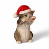 siddende kat med nissehue højde 8 centimeter