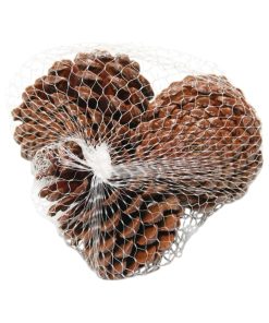 12-15 centimeter store pinecone kogler naturel i net med 3 styk