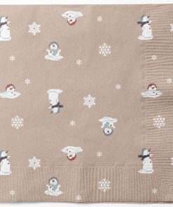 20 styk beigefarvede frokostservietter med snemænd i tøvejr og snekrystaller