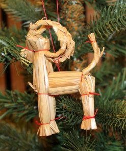 små halmbukke med snor til ophæng på juletræ og andre steder