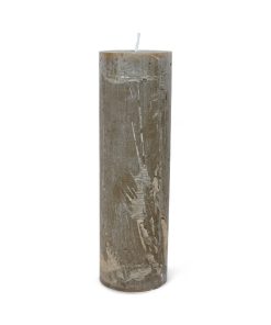 oliven grønne rustikke bloklys 20 centimeter høje og 6 centimeter i diameter gennemfarvede