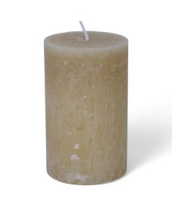 støvgrønne rustikke bloklys 10 centimeter høje og 6 centimeter i diameter gennemfarvede