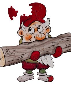 julepuslespil i træ med 36 brikker med julius som stærk nisse