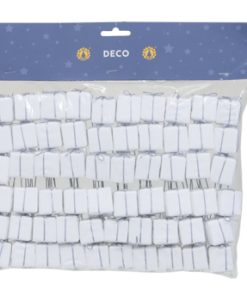 2,5 centimeter store pakker på stik til dekorationer i hvid folie med sølvsnor