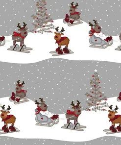 rensyrmotiv i snelandskab på 5 meter gavepapir