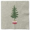 20 styk grønne juleservietter med et dansk julemotiv med et lille juletræ i snevejr