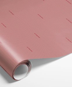 10 meter miljøvenligt stribet rødt julegavepapir med mat finish