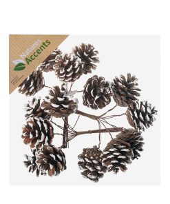 3 styk hvide snedrys fyrkoglesæt med 5 kogler i bundt