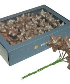 108 styk glimmer stjerner af flamingo i champagne på stilk med en diameter på 4 centimeter