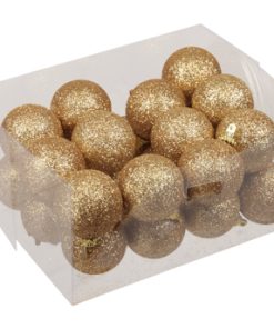 24 styk glimmer kugler af flamingo i guld med en diameter på 4 centimeter