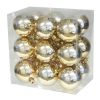 18 styk guld farvede blanke plastik julekugler med diameter 5,8 centimeter