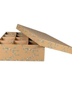 9 x 28,5 x 38 centimeter stor opbevaringsboks i pap til julekugler ø8 med 12 rum