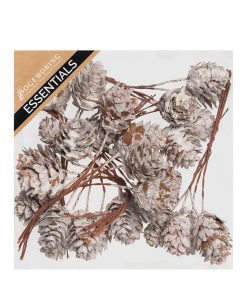 35 styk små lærkekogler med snedrys på 16 centimeter wire