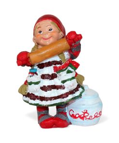 babynissefigur i polystone på 6 centimeter med pige med kagerulle